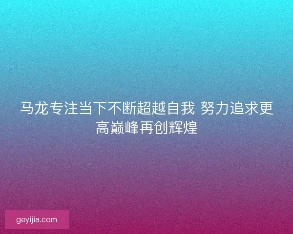 马龙专注当下不断超越自我 努力追求更高巅峰再创辉煌