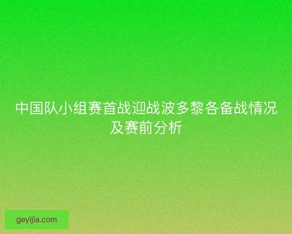 中国队小组赛首战迎战波多黎各备战情况及赛前分析